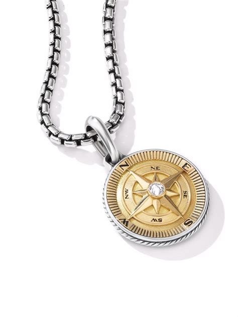 David Yurman 18kt Yellow Gold And Silver 20mm Maritime Compass Diamond