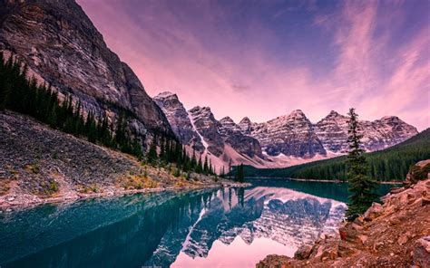 Download Wallpapers Moraine Lake Sunset Summer