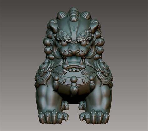 It also has orange eyebrows, teeth, and nose. Chinese Guardian Lion cnc 3D print model | CGTrader