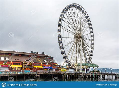 Ferris Wheel On Seattle Boardwalk Editorial Image Image Of Park