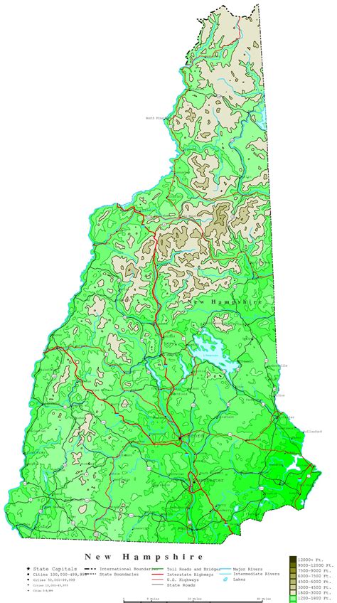 New Hampshire Contour Map