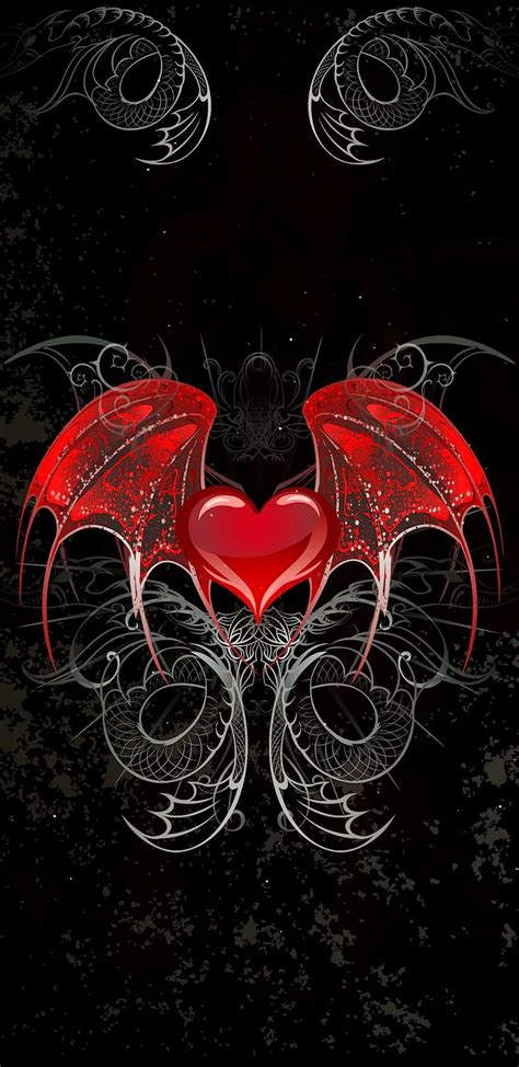 ܿ Angel On Gothic Heart Love Red Gothic Iphone Hd Phone