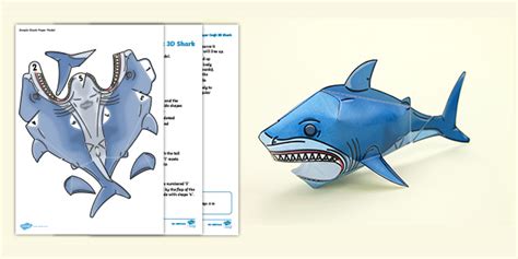 Free Simple 3d Shark Paper Craft Primary Resources