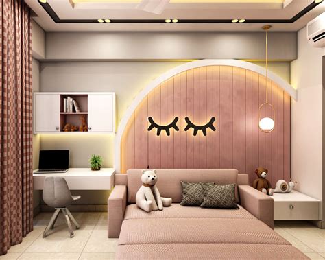 Compact Kids Bedroom Design With Strip Lighting Livspace