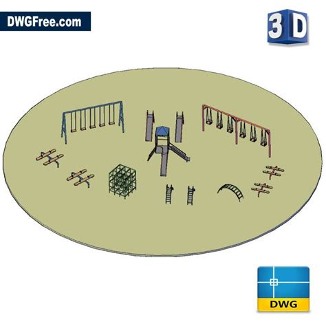 3d Children Playground Dwg Drawing 2021 In Autocad Free