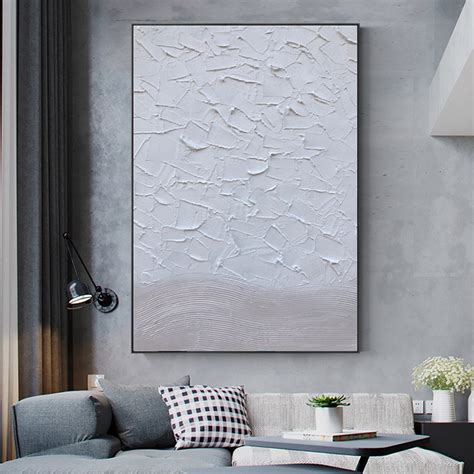 Large Abstract Textured Wall Art White Abstract Painting | Etsy