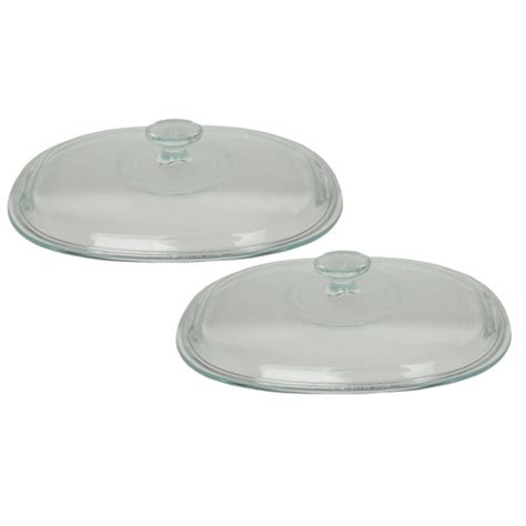 Corningware Dc15c Fluted Oval Clear Glass Replacement Lid 2 Pack