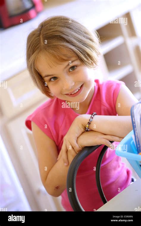 Portrait Of A 6 Year Old Girl Smiling Stock Photo Alamy
