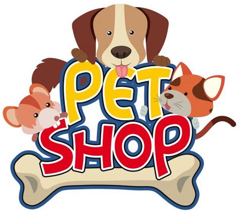 Pet Shop Sticker With Cute Pet Vetor Premium Animais De Estimação