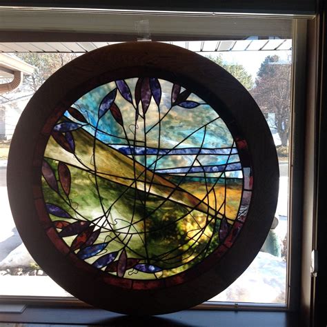 Large Stained Glass Round Framed Window Etsy Stained Glass Stained Glass Panels Stained