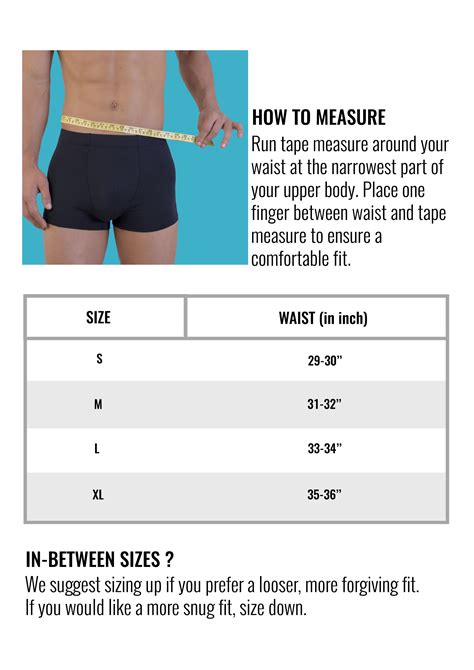 Mens And Womens Underwear Size Chart