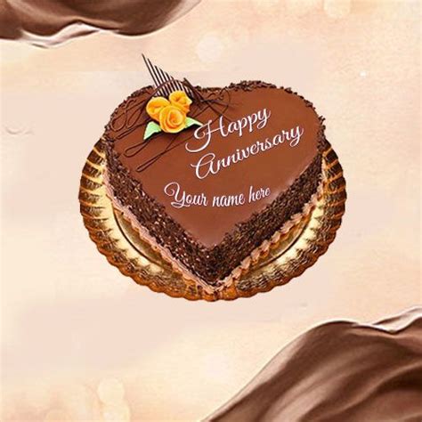 Do You Want To Write Name On Heart Shaped Chocolate Anniversary Cake