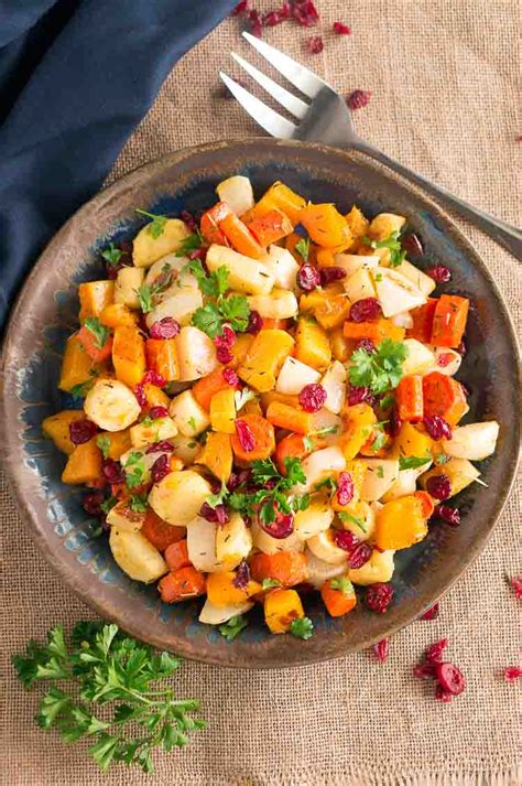 Roasted root vegetables can also cure a craving for sweets. Roasted Root Vegetables | Delicious Meets Healthy