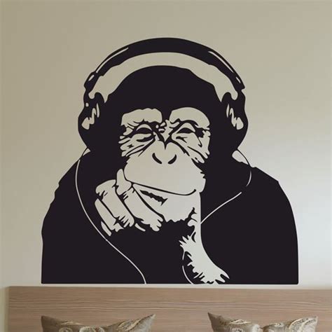 Zen Graphics Banksy Monkey Headphones Wall Art Sticker