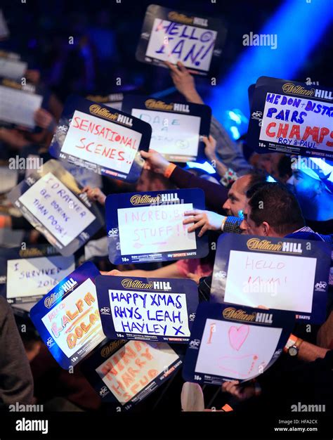 Darts Fans Holding William Hill 180 Cards During Day Eleven Of The