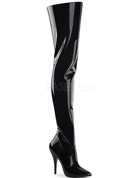 Ellie Shoes Black Patent Leather Thigh High Boots Atelier Yuwaciaojp