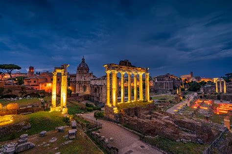 Roman Forum An Der Sonnenuntergang Architektur Im Rom Stadtzentrum