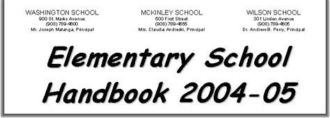 Elementary School Handbook Westfield Public Schools