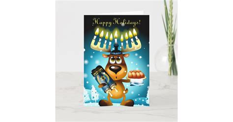 Funny Hanukkah Reindeer Happy Holidays Holiday Card