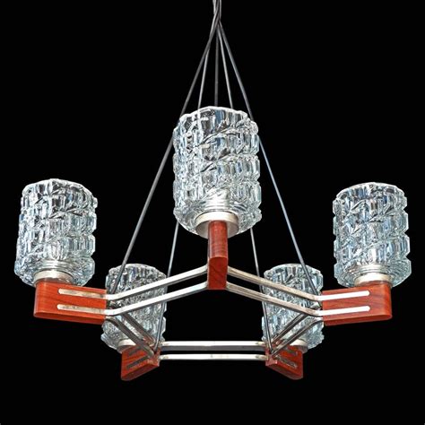 Mid Century Modern Chrome Ceiling Lampdanish Teak Style Pendant Wood