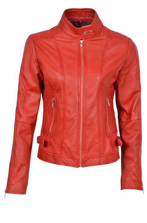 Pre Owned Itallian Leather Luxury Ladies Leather Jacket Red Real
