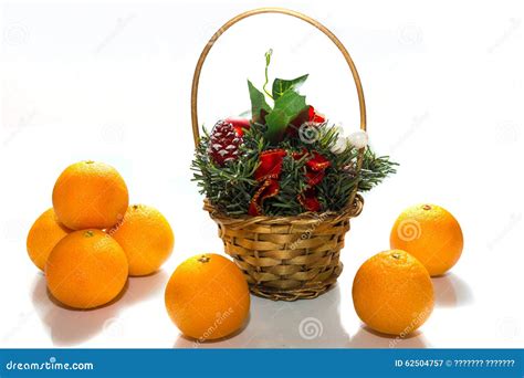 Tangerine And A Basket With Candy Stock Image Image Of Shopping