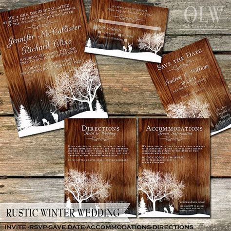 Rustic Deer Wedding Invitations Rustic Winter Wedding Diy Etsy
