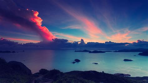 Sky Nature Landscape Clouds Coast Sea Sunset Island Calm