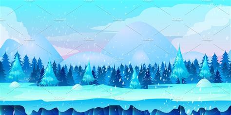 Winter Landscape 2d Game Application Illustrations Creative Market