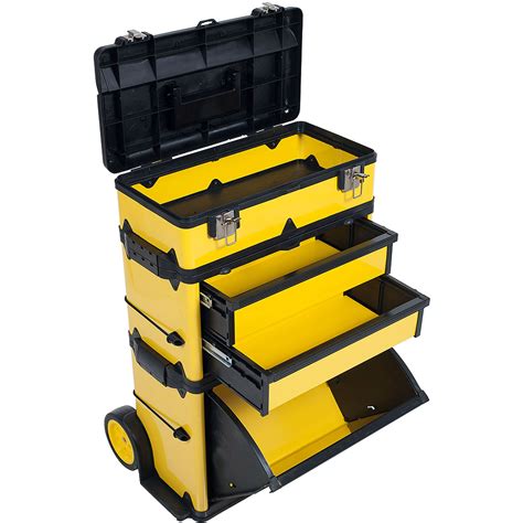 Stalwart Rolling Stacking Portable Metal Trolley Toolbox Chest