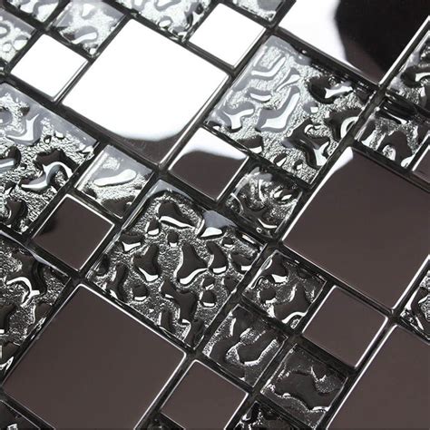 Black Glass Mosaic Tile Mesh 11 Sheets Wall Kitchen Backsplash Bathroom