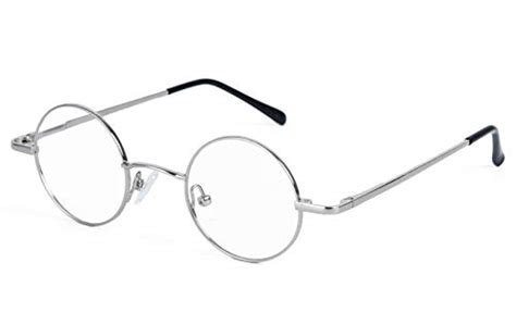 agstum small round non prescription eyeglasses frame clear lens 37mm x small size silver non