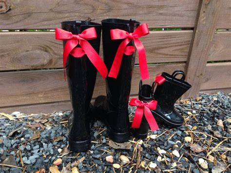Mother And Daughter Rain Boots With Red Bows By Puddlesnrainbows Love