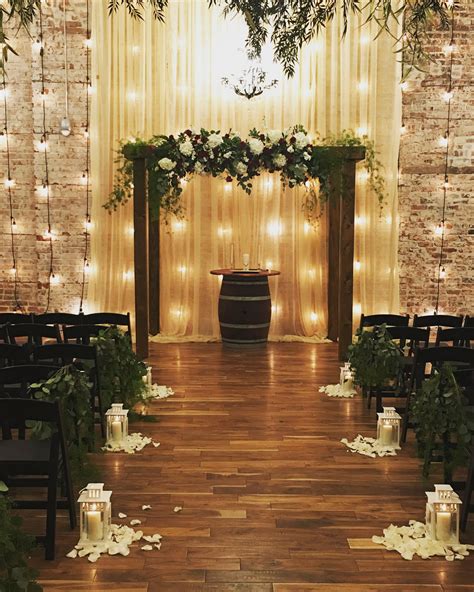 Lantern Aisle With Wooden Altar And Wine Barrel Unity Wedding Aisle