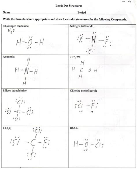 Diagram Lewis Dot Diagrams Chemistry Handout Answers Mydiagram Online