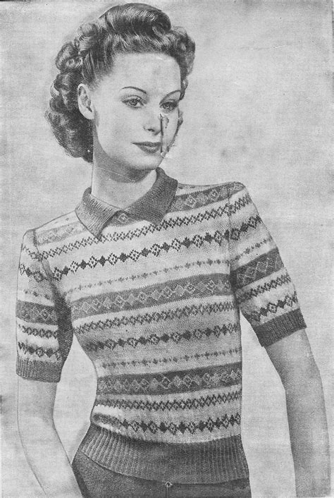 Petite Sweater 1940s Knitting Knit Fair Isle Jumper Top Etsy Fair