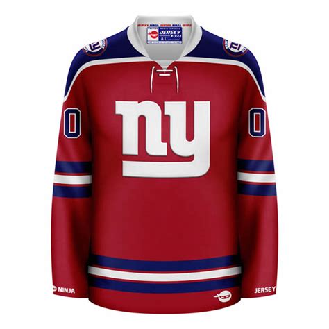 Jersey Ninja New York Giants Red Hockey Jersey