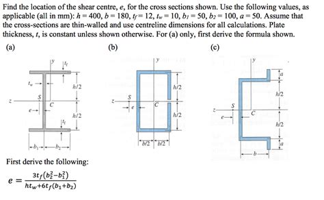 Solved Find The Location Of The Shear Centre E For The