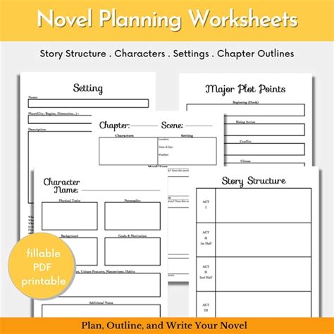 Calendars And Planners Novel Writing Worksheets Writing Plannernovel