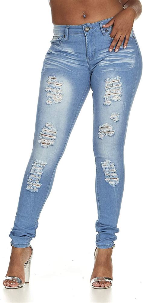 Vip Jeans Cute Trendy Stone Washed Torn Ripped Distressed Skinny Jeans Juniors Plus W