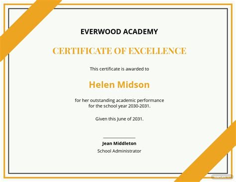 Certificate Of Recognition For Academic Excellence Template Free My