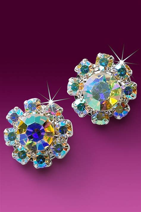 15mm Rhinestone Dance Earrings Crystal Ab Pierced Dance Earrings