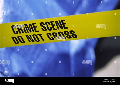 Crime Scene Taped Off With Yellow Police Crime Scene Tape Stock Photo