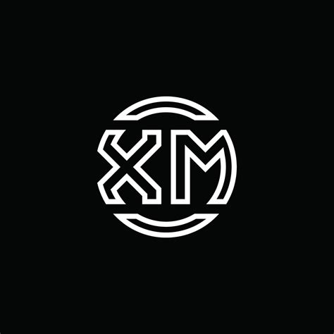 Xm Logo Monogram With Negative Space Circle Rounded Design Template