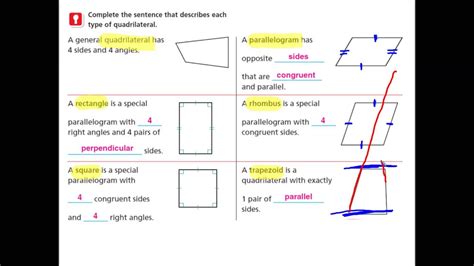 Hmh go math grade 7 workbook & answers help online. 11-3: Classifying Quadrilaterals - YouTube