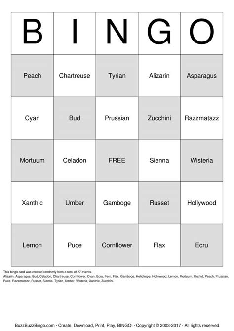 Color Bingo Cards To Download Print And Customize