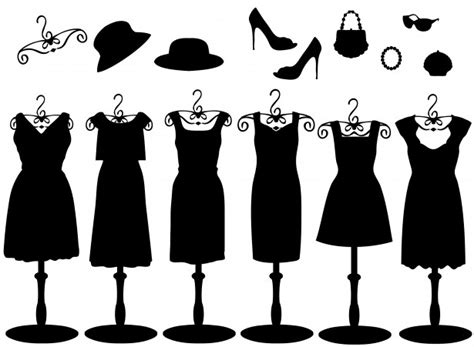 Clothing rack clipart black and white. Black Dress & Accessories Free Stock Photo - Public Domain ...