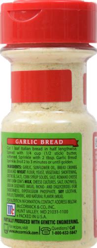 Just sprinkle the garlic bread with lukewarm water, place on a lined baking sheet and reheat at 300°. Foods Co. - McCormick Garlic Bread Sprinkle, 2.75 oz