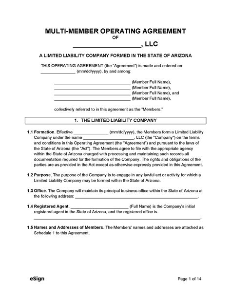 Arizona Multi Member Llc Operating Agreement Llc Bible