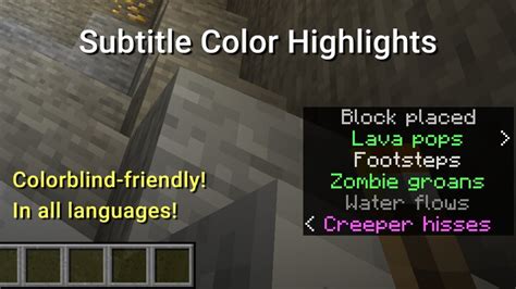 Subtitle Color Highlights Minecraft Texture Pack